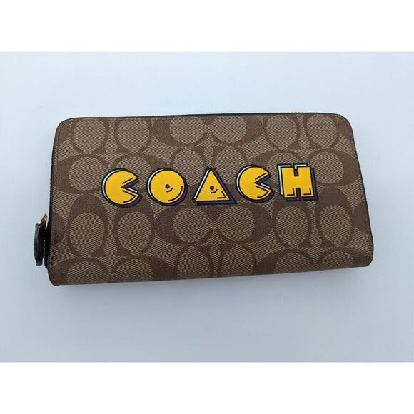 Coach F75614 Pac Man - Khaki Zip Wallet - Picture 1 of 3